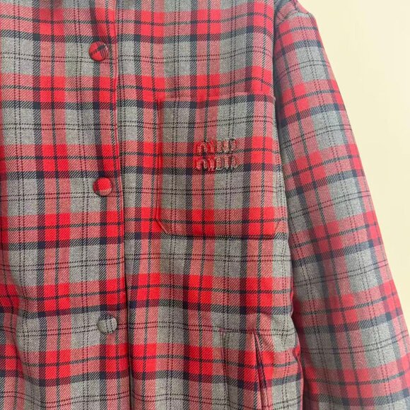 Miu Miu Grey Padded Check Jacket - Picture 8 of 12